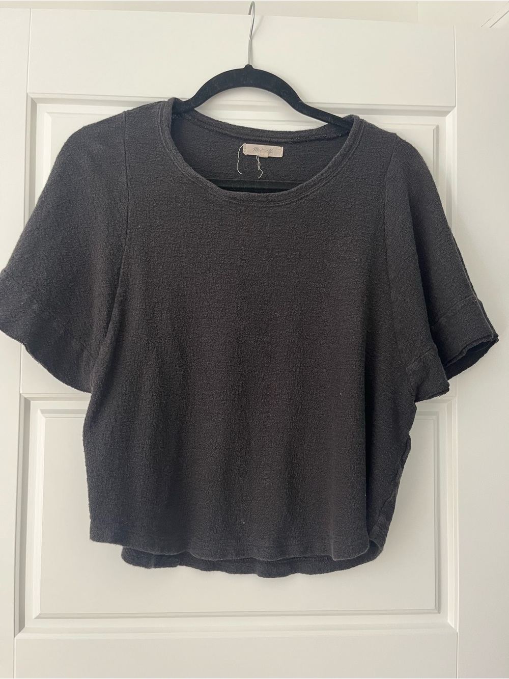Madewell Black Short-Sleeve Boxy Crew Top